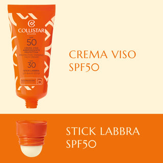 COLLISTAR - SOLARI - CREMA VISO ABBRONZANTE PROTETTIVA SPF50 + STICK LABBRA SPF30
